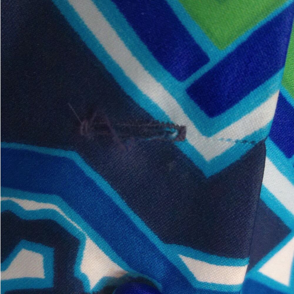 Vtg 70s Lanvin Paris Psychedelic Op Art Mod Graphic Dagger Collar Blouse 18 READ - Picture 5 of 11